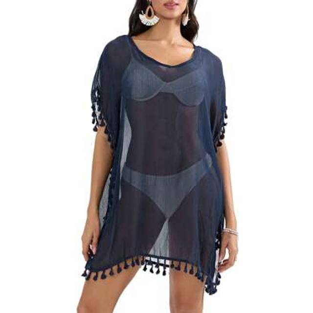 SHEIN Women Chiffon Tassel Swimsuit Cover Up Beach Coverups For Swimwear
