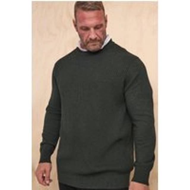 Cable Knit Mock Shirt Jumper - Grey - 1XL