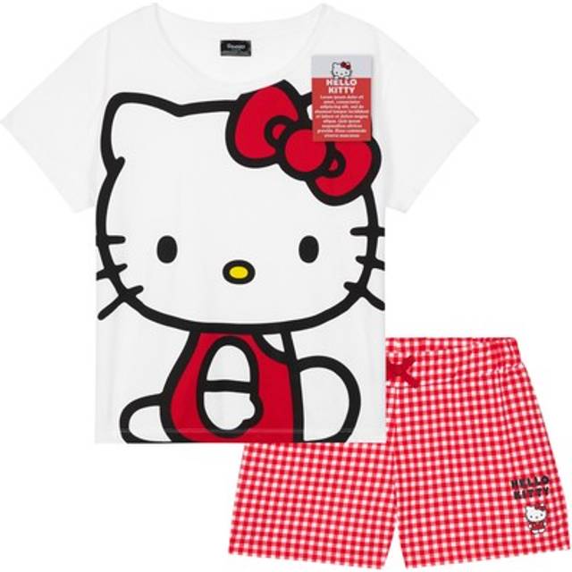 Hello Kitty Womens Short Pyjama Set Pj Short Sleeve T-shirt Loungewear Nightwear