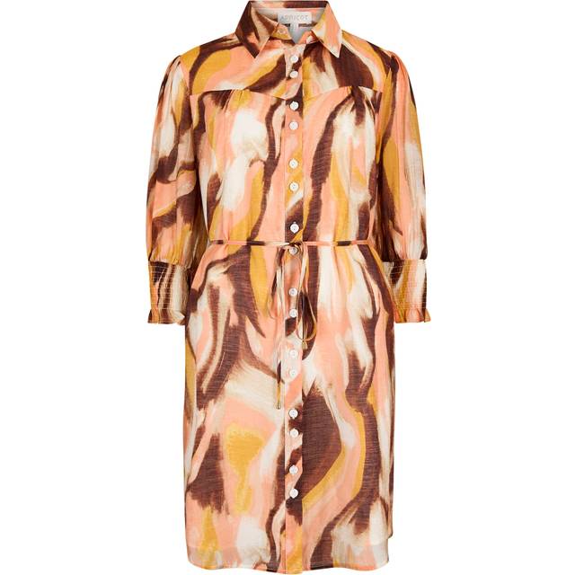 Womens Painterly Swirls Shirt Mini Dress - Orange - 16