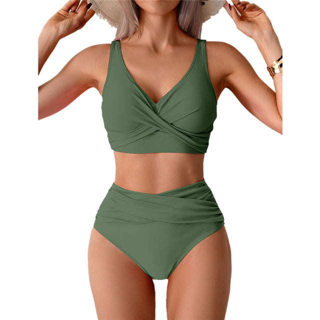 Womens Swim Skirt Bikini Sets Green S