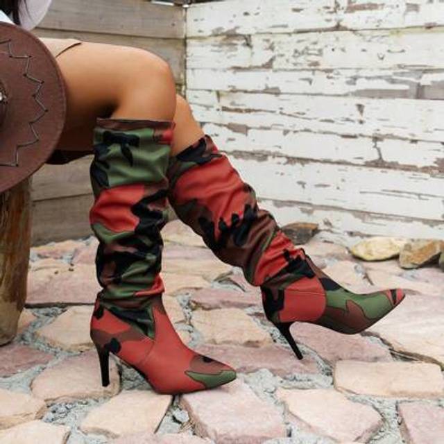 SHEIN Black Slimming Crinkle Thigh High Boots, New 2025 Autumn/Winter Pointed Toe Slim Fit Stiletto Heel Over-The-Knee Boots For Women