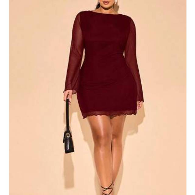 SHEIN Plus Size Women&#39;s Spring/Summer High Street Mini Dress, Suitable For Casual, Commute, Outing, Date, Afternoon Tea, Holiday, French Style, Evening Gown