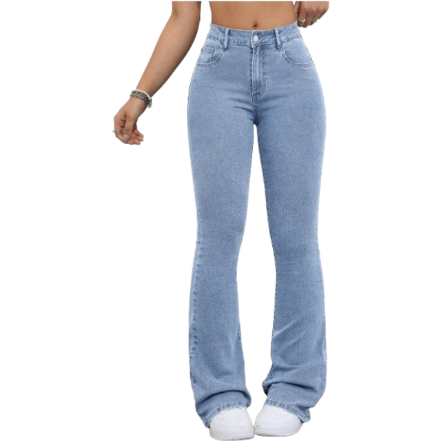 SHEIN Casual Distressed Slim Fit Flare Leg Jeans