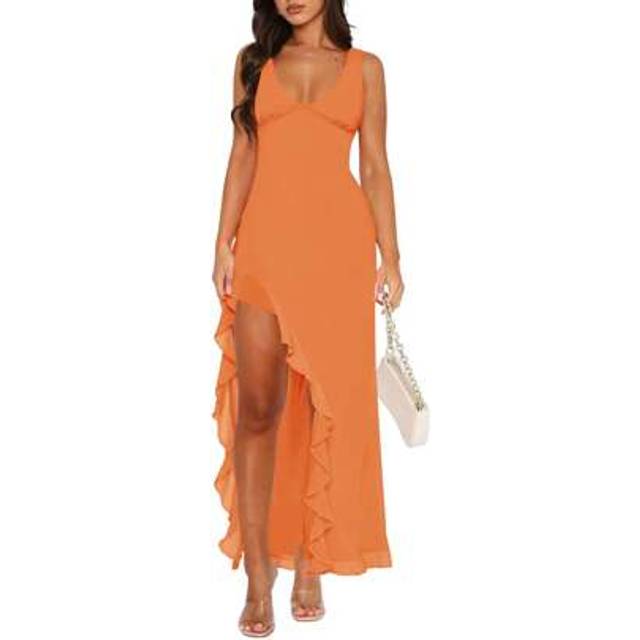 SHEIN European And American Style Women&#39;s Summer New Ruffle Hem Party Clubwear Dress, Versatile Evening Gown