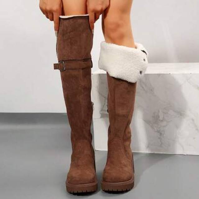 SHEIN Women&#39;s Fashion Thick Sole Over-The-Knee Riding Boots, Chunky Heel, New For Autumn/Winter