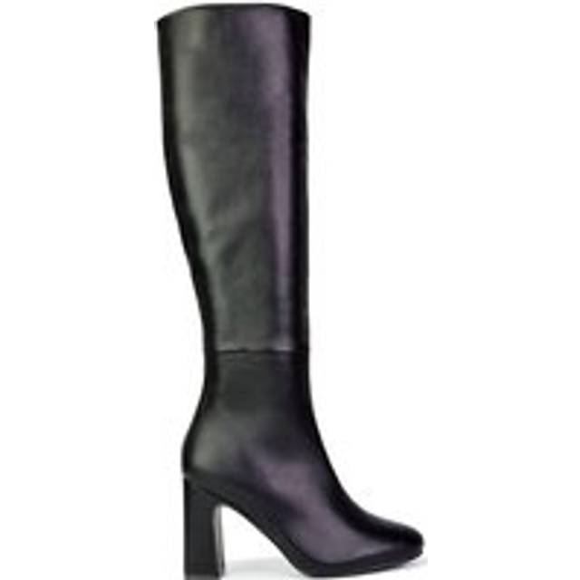 'Lillia' Knee High Heeled Boots - Black - 7