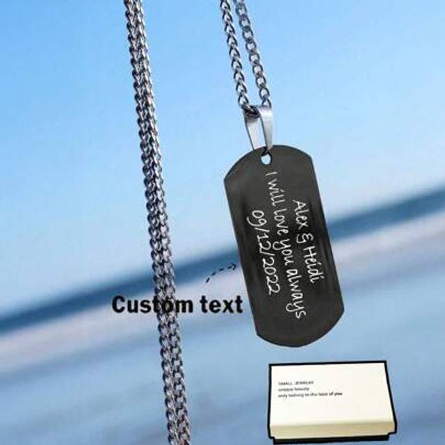 SHEIN Men&#39;s Stainless Steel Military Dog Tag Pendant Necklace, Customized Name & Text, Gift For Men, Couple