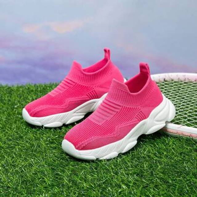 SHEIN 1 Pair Kids Knit Sneakers, Sports Shoes, Slip On, Breathable, Anti-Slip, Running Shoes, Fashionable Casual Old Chunky Sneakers For Students