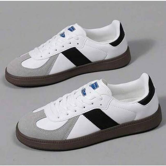 SHEIN Teenagers&#39; Spring & Autumn Plain White Sneakers, Thick Shock-Absorbing Soles, Lightweight Canvas Uppers, Breathable & Soft, Suitable For School, Daily