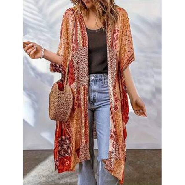 SHEIN Plus Size Women&#39;s Bohemian Casual Beach Vacation Summer Cover Up