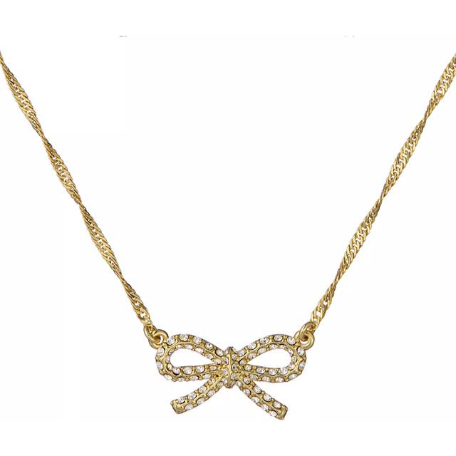 Ted Baker Ribah Crystal Ribbon Bow Pendant Necklace, Gold