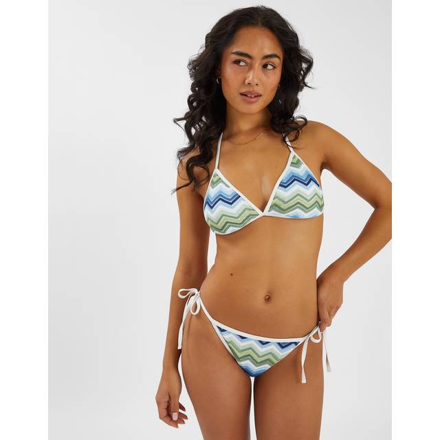 Accessorize Zig Zag Crochet Triangle Bikini Top, Blue