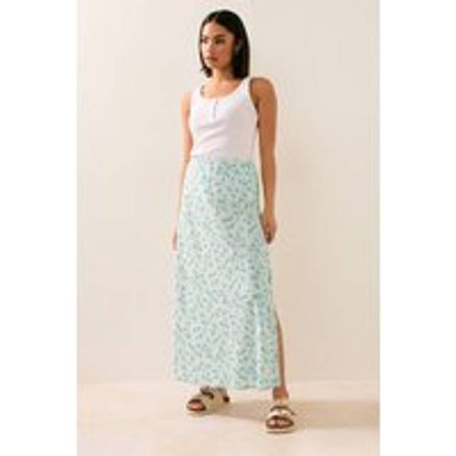 Pixiegirl Petite Blue Ditsy Floral Midaxi Skirt 10 Pixiegirl | Petite Women's Midaxi Skirts