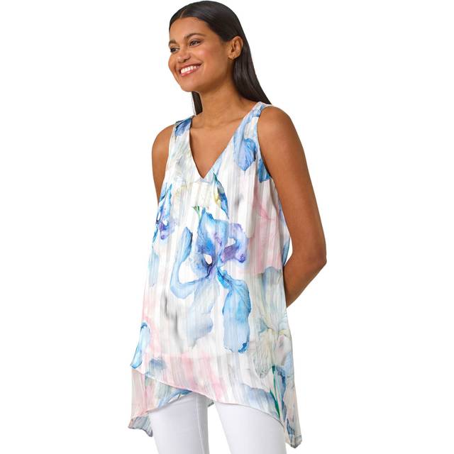 Roman originals floral layered tunic top for women uk - ladies spring summer