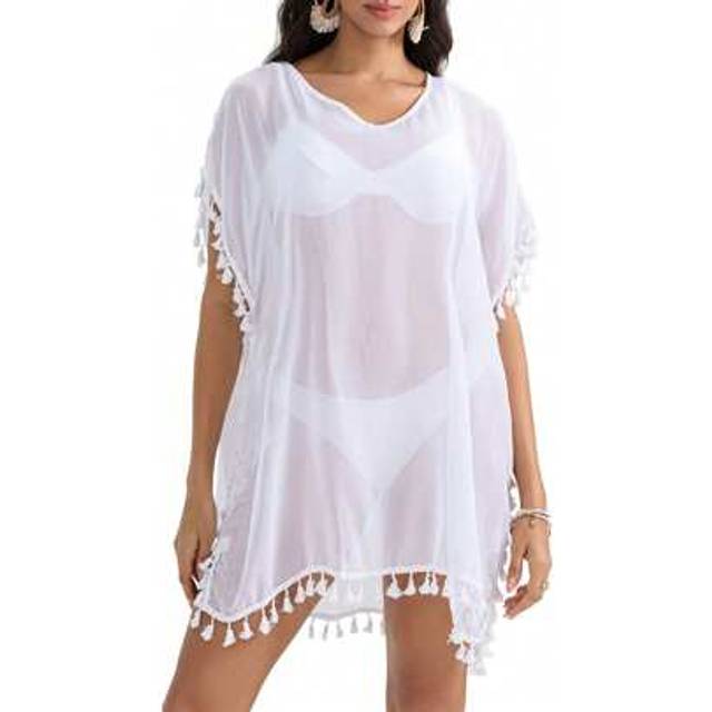 SHEIN Women Chiffon Tassel Swimsuit Cover Up Beach Coverups For Swimwear