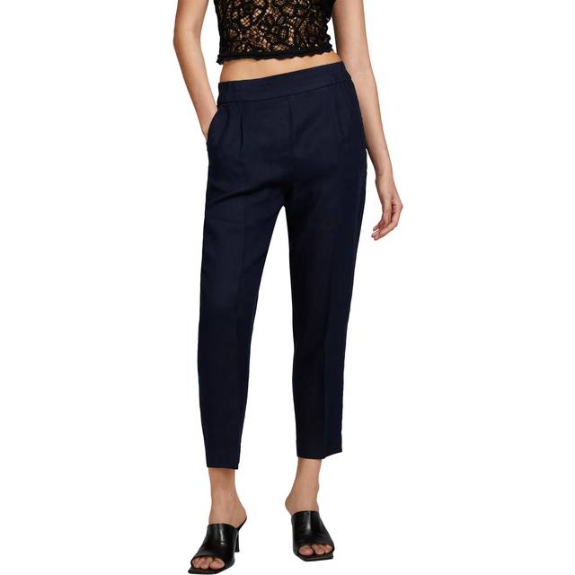 SISLEY High Waist Pure Linen Cropped Joggers, Blue