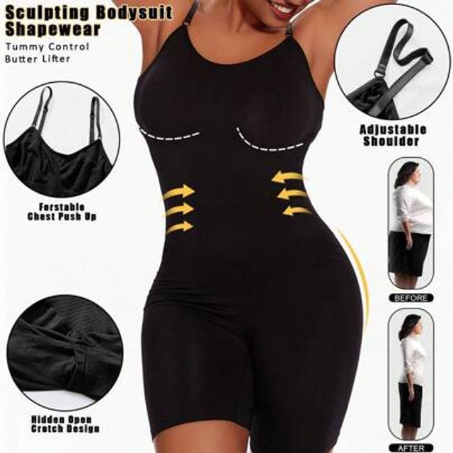 SHEIN Women&#39;s Shapewear Seamless Bodysuit Sexy Push Up Tops Butt Pocketto Maintaln Shape Lift Butt Tummy Control Slimming Corset Adjustable Shoulder Straps