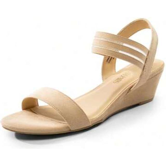 SHEIN Womens Open Toe Espadrilles Dressy Platform Sandals Slip On Elastic Ankle Strap Wedges Sandals