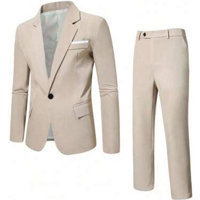 SHEIN Men&#39;s Casual Suit Set For Spring & Autumn, Includes Jacket And Pants