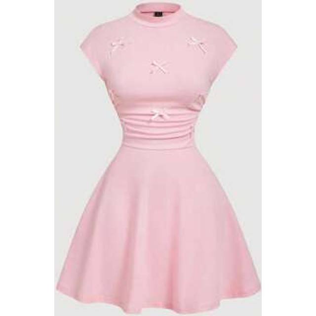 SHEIN Women Bow Decor Mini Dress, Summer Dress,Back To School,Brunch Outfits For Women,Perfect For Dates, Parties, Holidays, Tea Parties, And Birthdays ,Tea