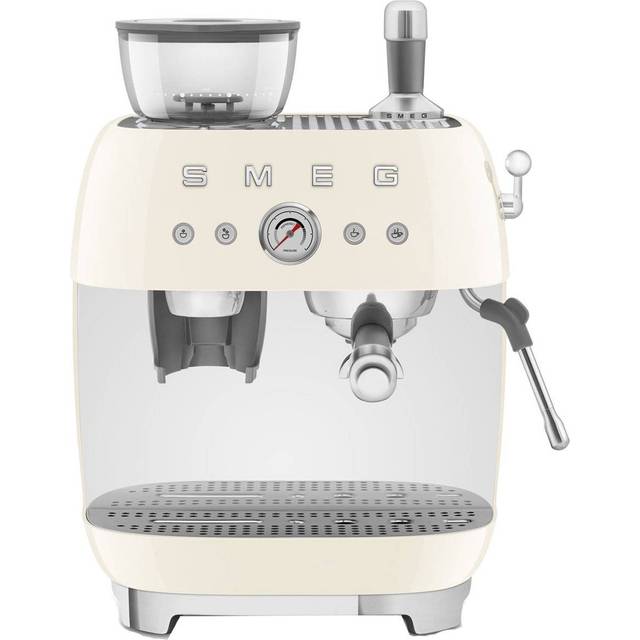 Smeg espresso coffee machine with grinder, stainless steel, cream egf03cruk