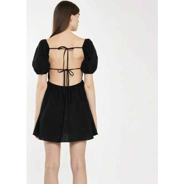 SHEIN Black Open-Back Babydoll Mini Dress