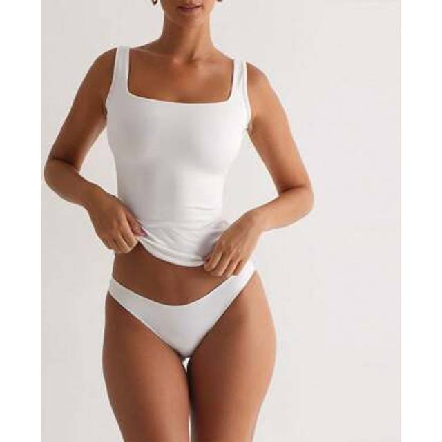 SHEIN XLLAIS Solid Square Neck Sleeveless Tank Top Women Slim Casual Wear