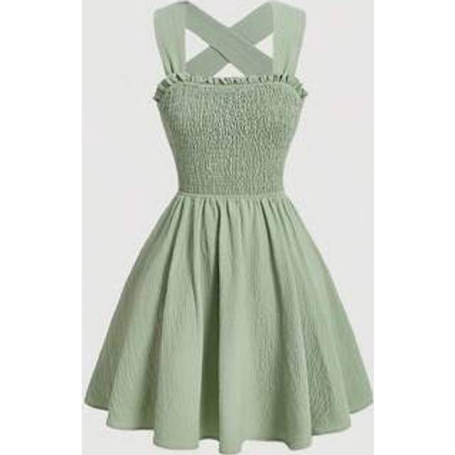 SHEIN Women&#39;s Frill Edge Wrap Back Cross Dress,Pastel Dresses For Women