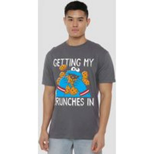 Sesame Street Cookie Monster My Crunches T Shirt, Charcoal - L