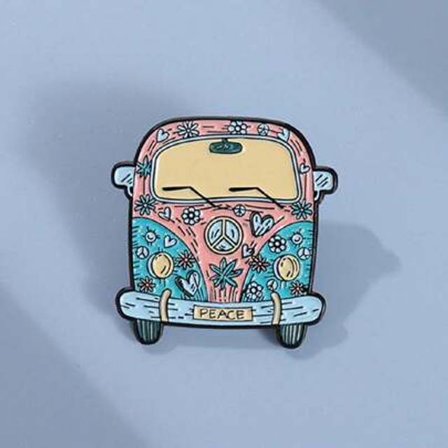 SHEIN 1Pc Cartoon Flower Car Enamel Pins Clothes Hat Backpack Lapel Pin Jewelry Funny Floral Brooches Jewelry Pins For Friends Gift