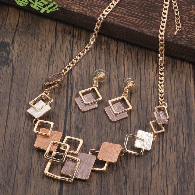TEMU Boho Designer Luxury Necklace Earrings Set