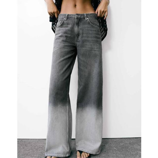 Pull&Bear – Grå jeans med vida ben-Grå/a