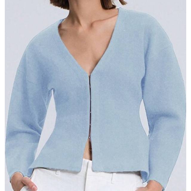 SHEIN 1pc Women Solid Color Long Sleeve Casual Loose Knit Sweater Cardigan