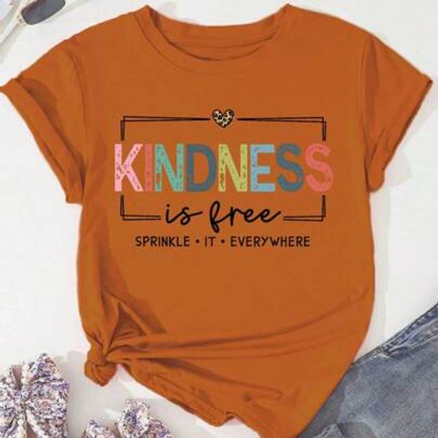 SHEIN Kindness Is Free Printed Plus Size T-Shirt