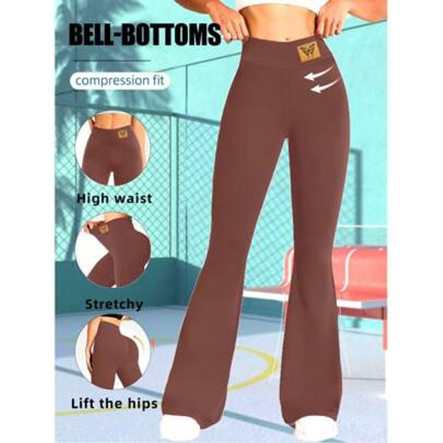 SHEIN 1pc High Quality Women&#39;s High Waist Skinny Leggings, Minimalist Tummy Control Flared Bottoms, Solid Color Yoga Wide Leg Pants, Elastic Relaxed Casual