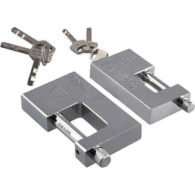 (As show, One size) 2PCS Multifunctional Padlock Keyed Padlock Waterproof Antirust Anti-Theft Lock Pry Door Lock with 3