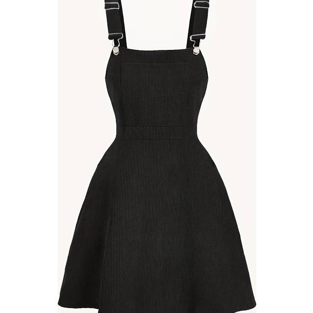 TEMU Elegant Green Corduroy Pinafore Dress With Straps And Adjustable Thin Straps, Ribbed Texture, Zipper Detail For Women - Spring/summer/fall
