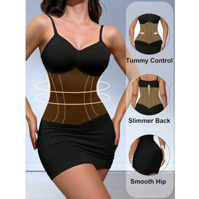 SHEIN Shapewear Slip Dress For Women Tummy Control Slimming Body Shaper Snatched Waist Abdominal Compression Butt Lifting Seamless Under Dresses Shaping Fig