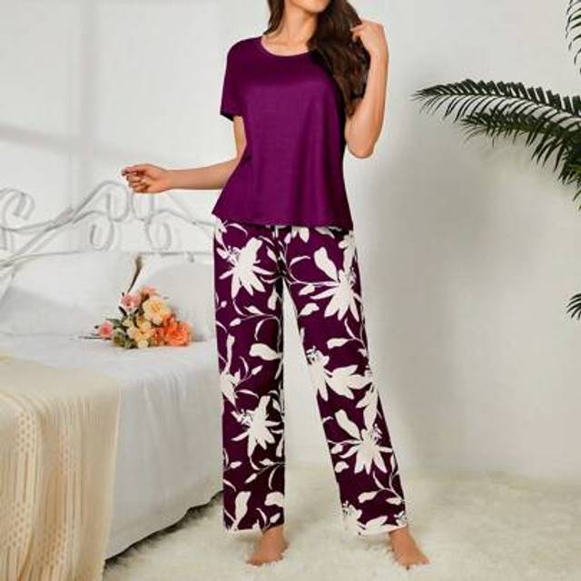 SHEIN PJS1 Ladies Pajamas Set Milk Silk 140g Digital Printing