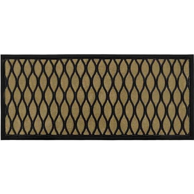 JVL - Vienna Rubber Backed Scraper Doormat, 45x100cm, Droplet, Brown