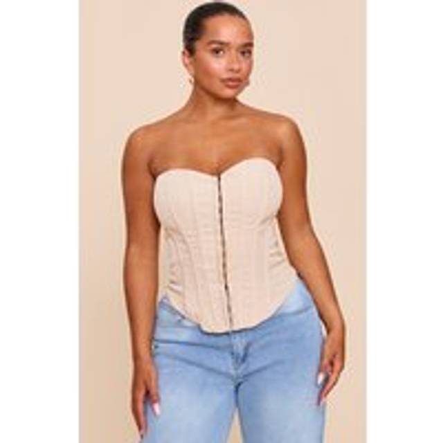 Shape Stone Hook & Eye Front Boned Corset Top, White - 20