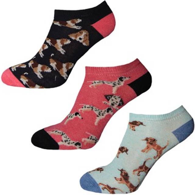 (UK 4-8, Navy/Pink/Baby Blue) Simply Essentials Womens/Ladies Dogs Trainer Socks (Pack Of 3)
