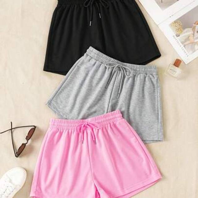 SHEIN Three Pieces Sports Shorts, Slightly Stretchy, Suitable For Summer Wear, Suitable For Outdoor, Sports, Travel, City Roaming And Other Occasions, Comfo