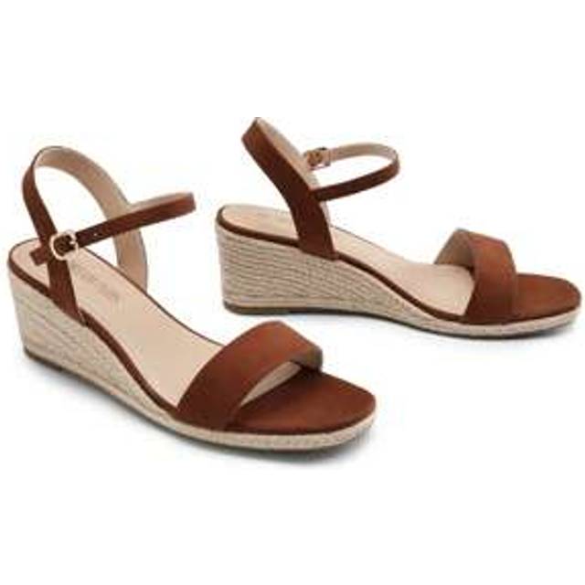 SHEIN Womens Open Toe Espadrilles Dressy Platform Sandals Slip On Elastic Ankle Strap Wedges Sandals