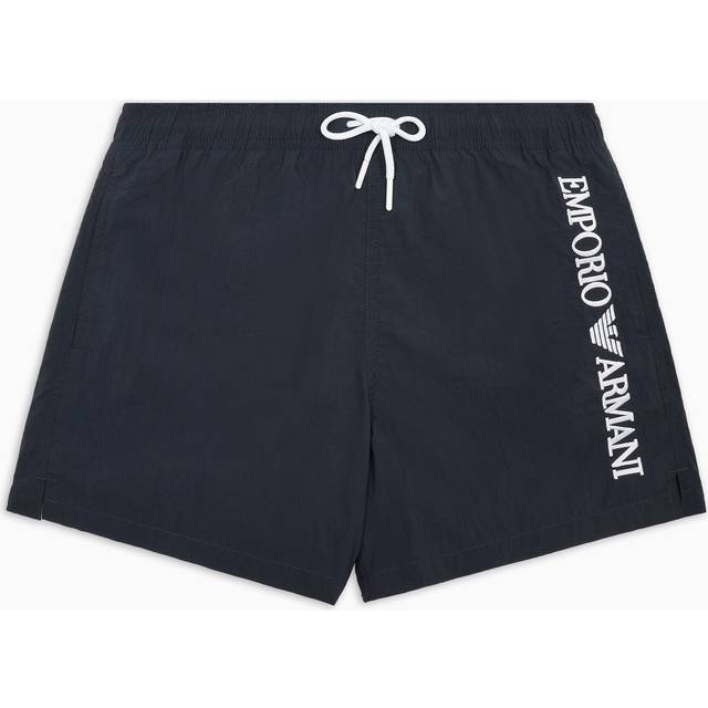 Emporio Armani for man. EM000583_AF12330 Swimming costume shorts with vertical embroidered logo in navy blue (XL), Cotton, Beachwear, Polyam