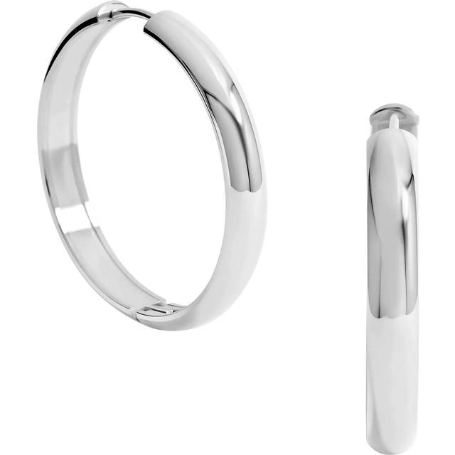 Jon Richard Jon Richard Sterling Silver Plated Stainless Steel Large Flat Surface Hoop Earrings, Silver, Women - Ilver