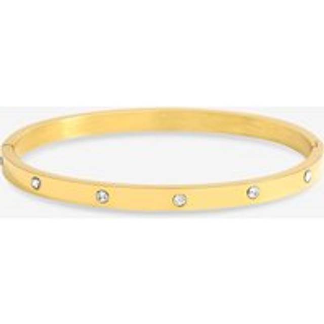 Jon Richard Plated Stainless Steel Crystal Polished Bangle - Gold, Gold, Women