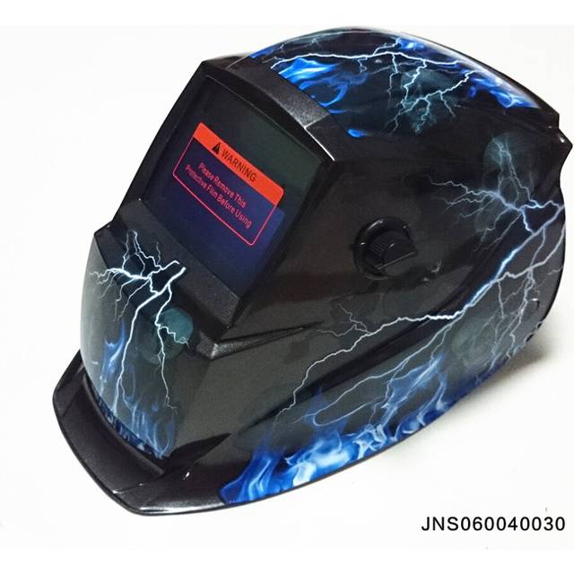 (Helmet square black and blue lightning) Auto Darkening Solar Welding Helmet Welder Lenses