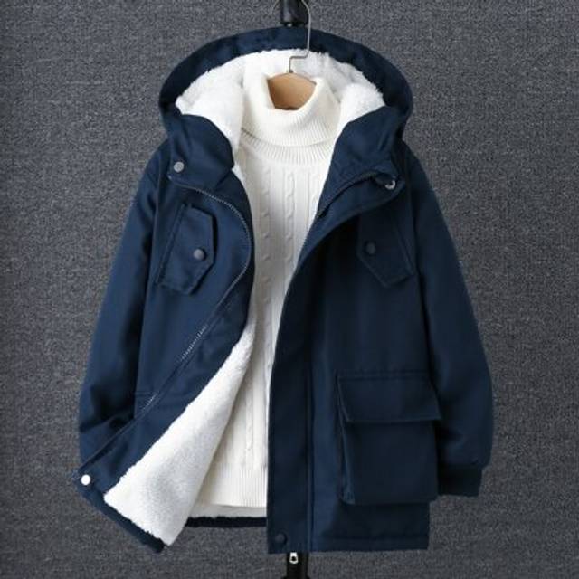 SHEIN Boys Flap Pocket Teddy Lined Hooded Coat Without Jumper